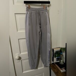 Adidas Light Gray Joggers Lime Green Purp Logo Retro Sport Streetwear energetic